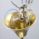 Italian mid-century brass and plastic pendant lamp, 1970s
