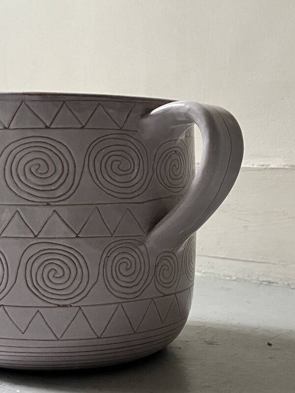 grand vase / cache pot en céramique émaillée signée Robert Picault, vallauris 1950