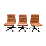 Conference armchair in fawn leather - 1980