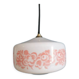 Pendant lamp globe opaline decoration flowers