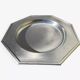 Octagonal stainless steel platter, silver-plated metal, Jean Couzon