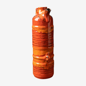 Vase en céramique allemand avec une glaçure orange