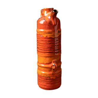 Unique German Ceramics Vase with an Orange Glaze