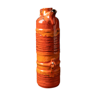 Vase en céramique allemand avec une glaçure orange