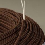 Duo wall lights, 3 M fabric cable, rattan and cane, 70s