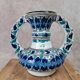 Artisanal Moroccan faience vase signed – blue & green decor