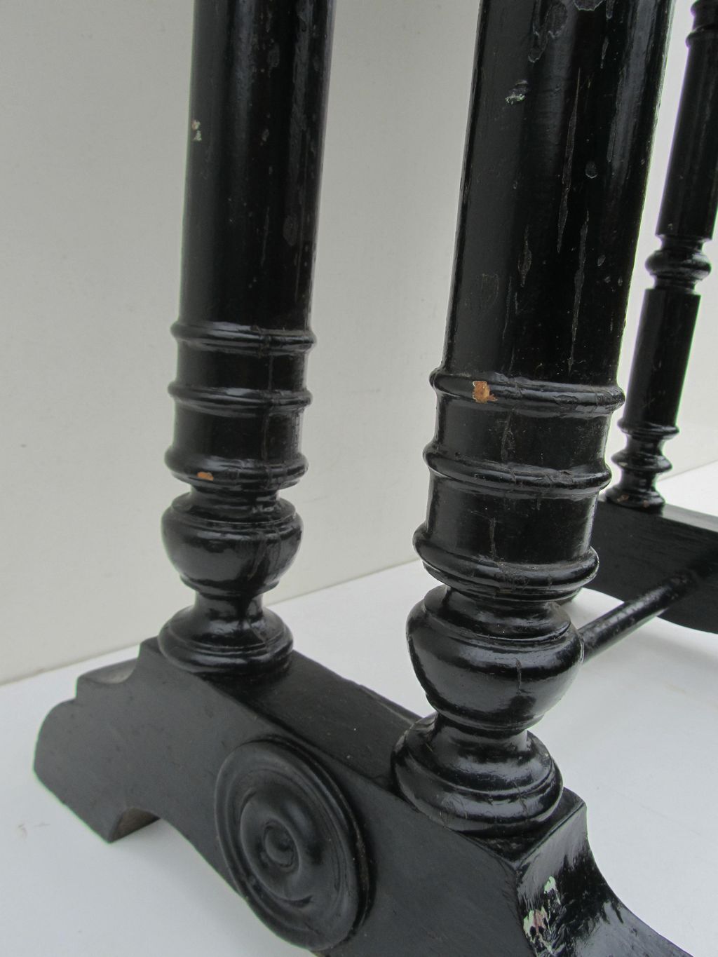 Wooden side table painted in faux marble