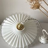 Pleated opaline pendant light
