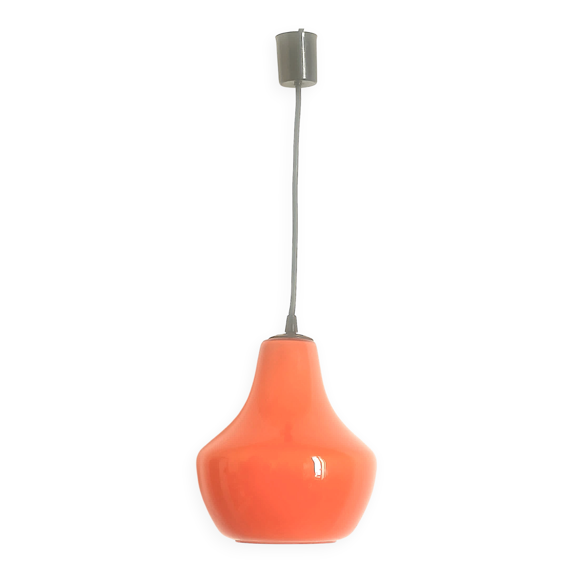 Opaline orange suspension Peill & Putzler 1970s Diameter 23.5 cm