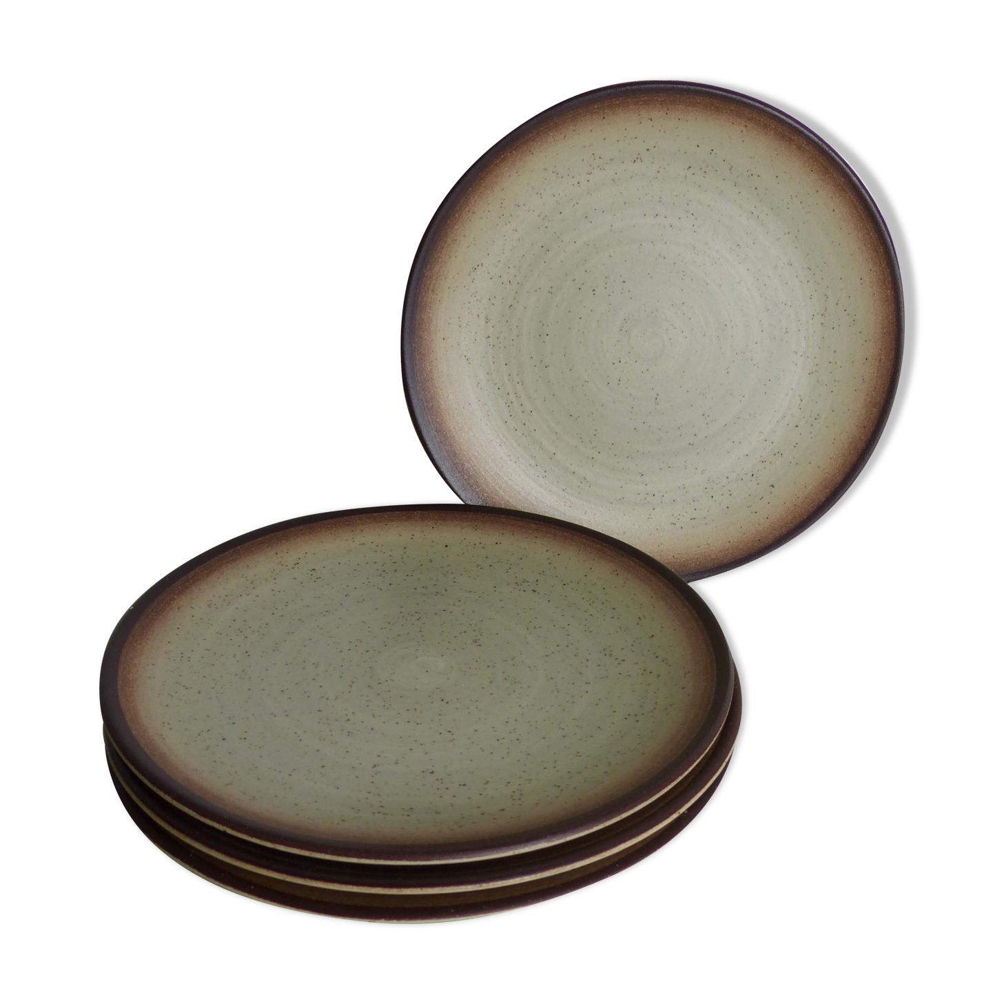 Set of 4 flat plates in speckled sandstone