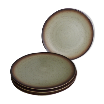 Set of 4 flat plates in speckled sandstone