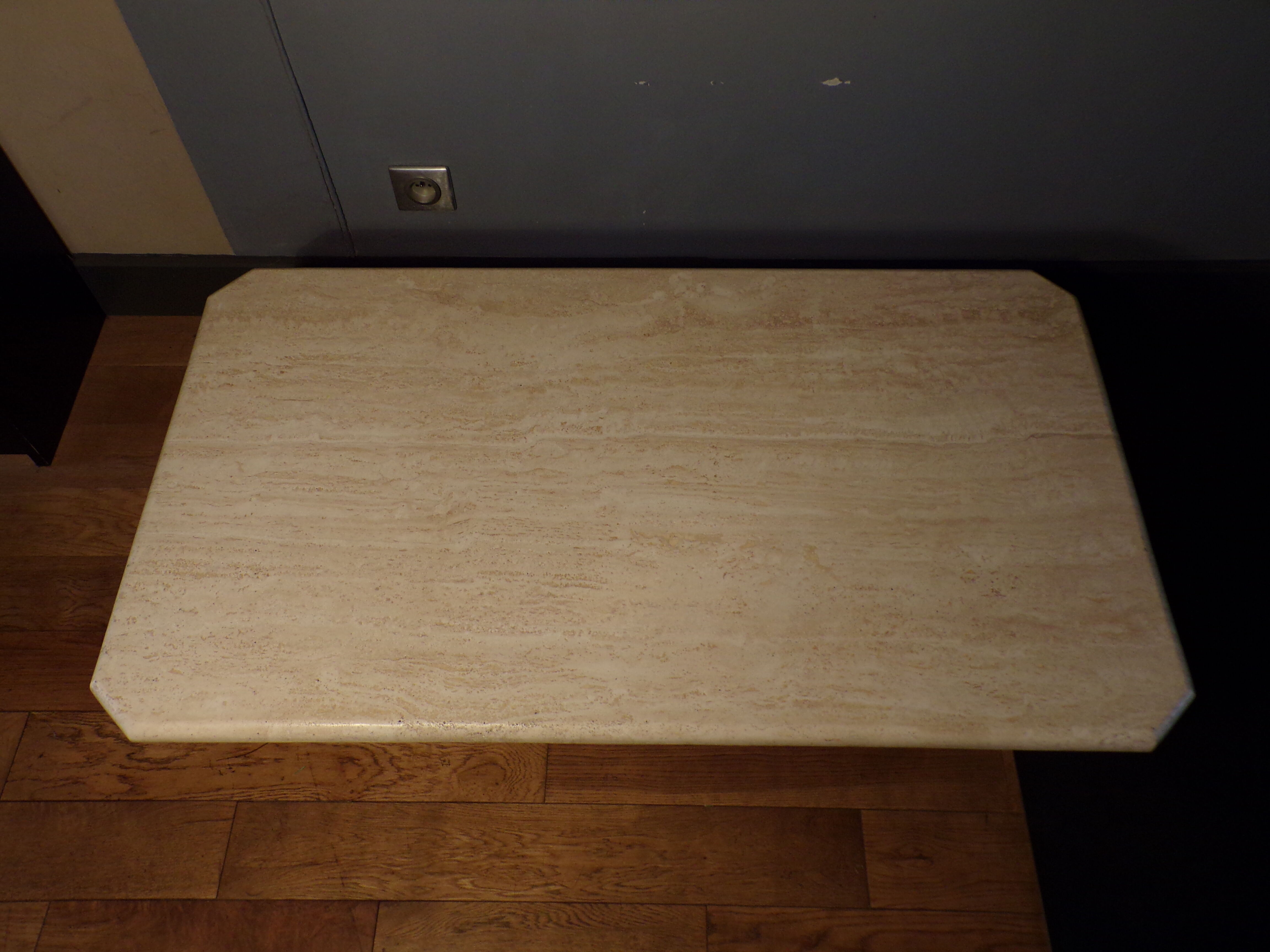 Rectangular travertine coffee table