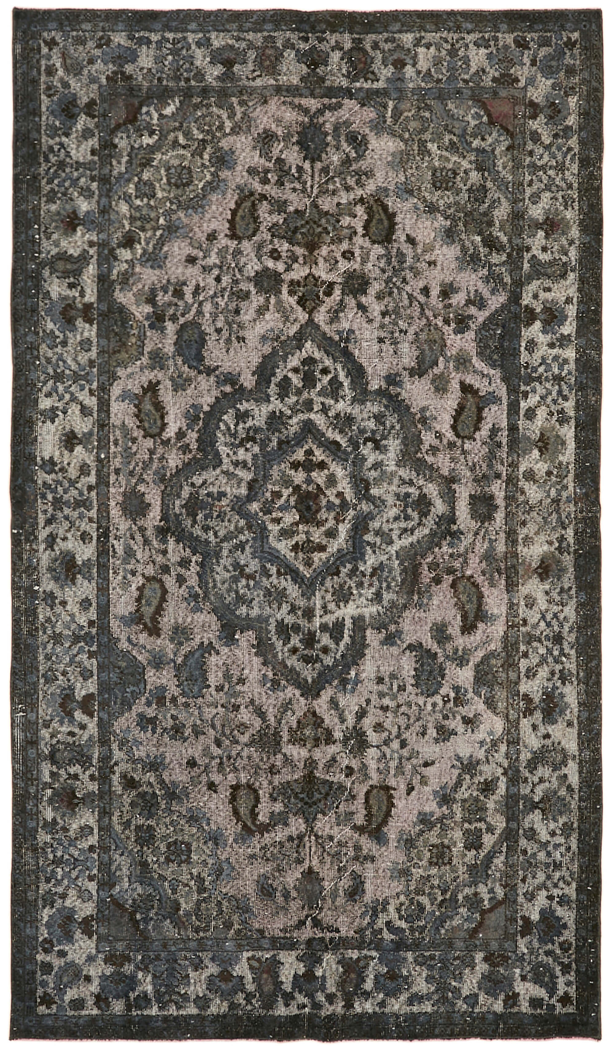 Hand-Knotted Carved Oriental 1970s 176 cm x 298 cm Grey Carpet