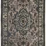 Hand-Knotted Carved Oriental 1970s 176 cm x 298 cm Grey Carpet