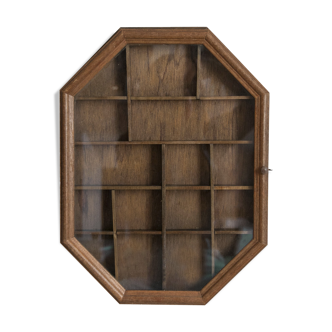 Octagonal wooden & glass showcase