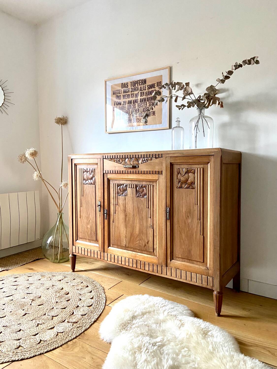Art Deco sideboard in solid walnut