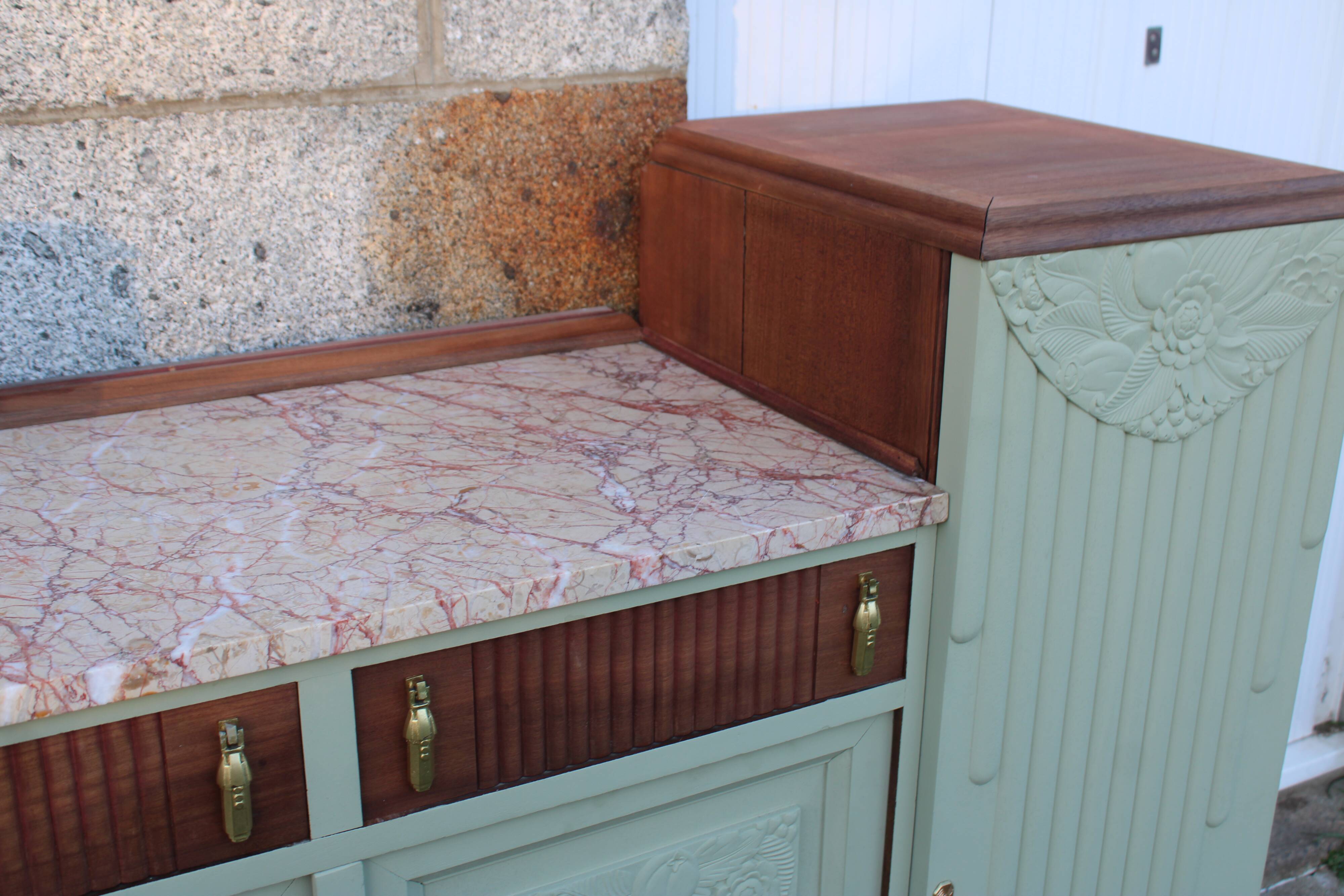 Renovated antique Art Deco sideboard – Lizard Green (Pure & Paint)