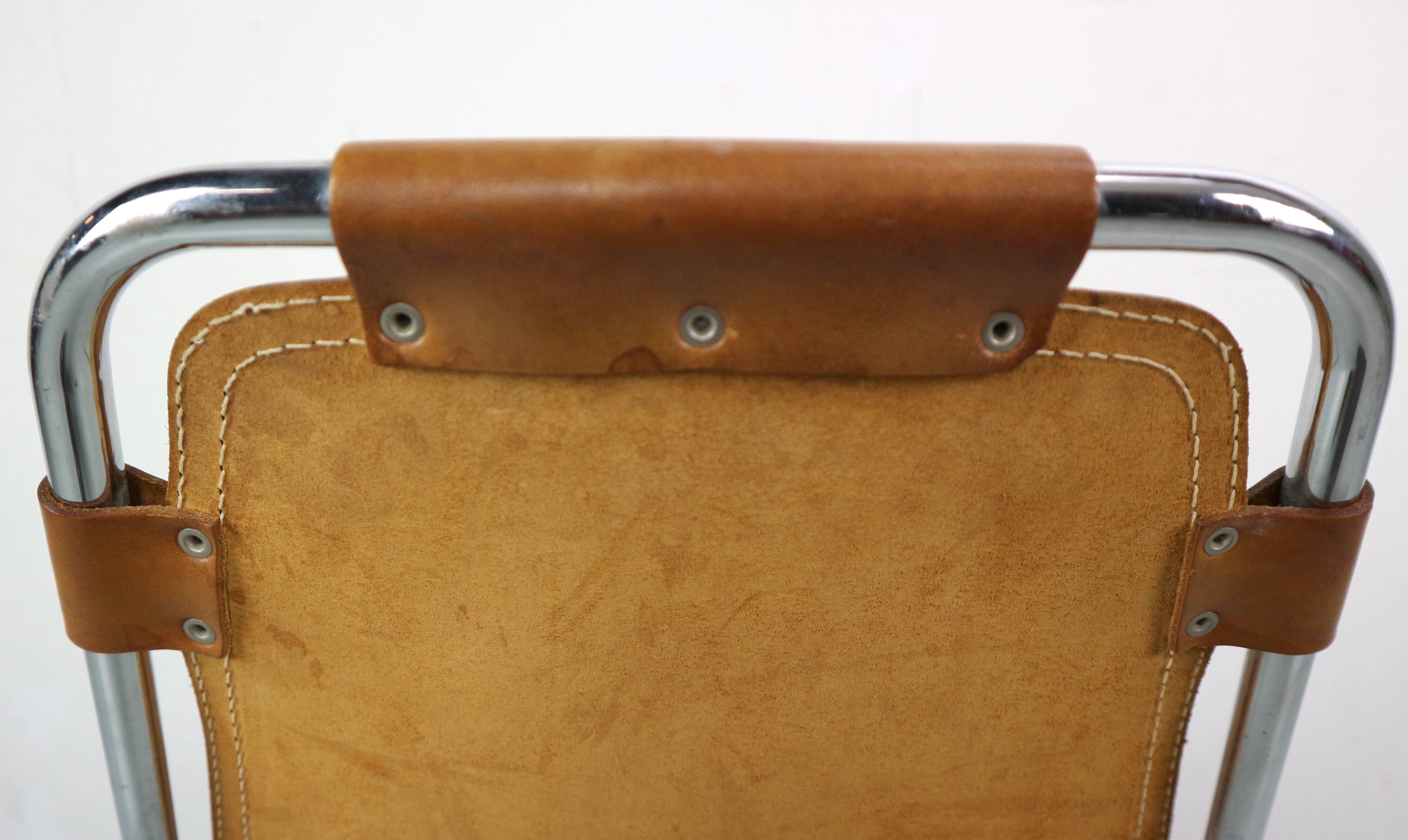 Dalvera  "Les Arc" Set of 2 Original Leather side chairs, 1960