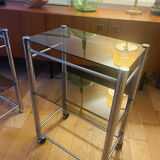 Chrome metal and glass wheeled dessert trolley