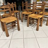 Set of 8 Charles Dudouyt Brutalist Dining Chairs 1960