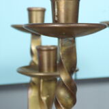 Pair of brutalist bronze candle holders