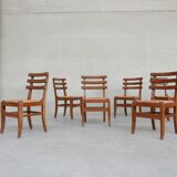 Set of Six Mid-Century French Oak Dining Chairs (6)