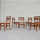 Set of Six Mid-Century French Oak Dining Chairs (6)