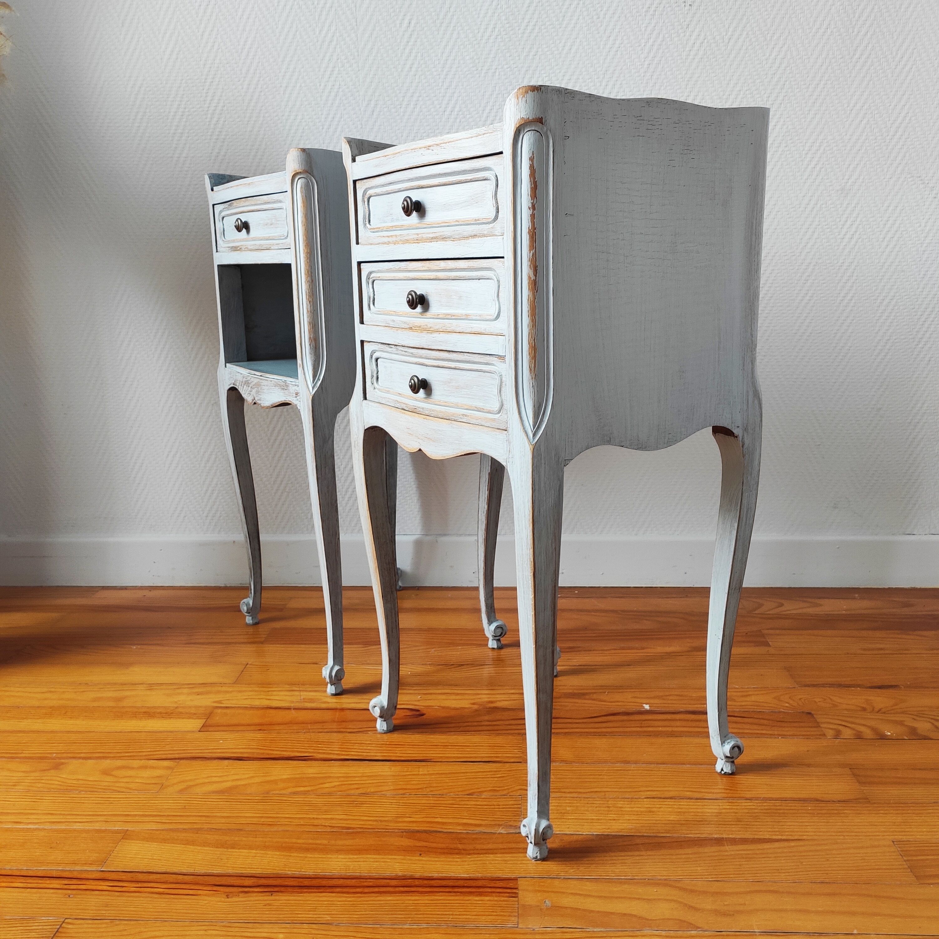 Pair of weathered bedside tables