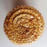 Basket and glass holder woven straw