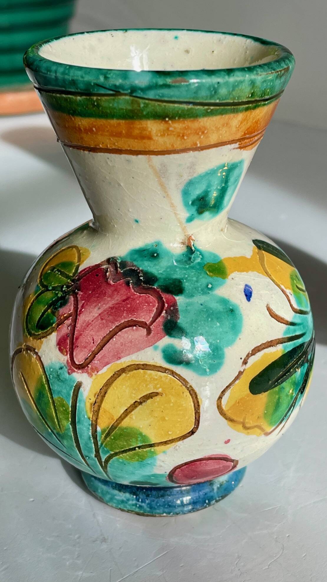 Vases céramique artisanale laiton ciselé vintage