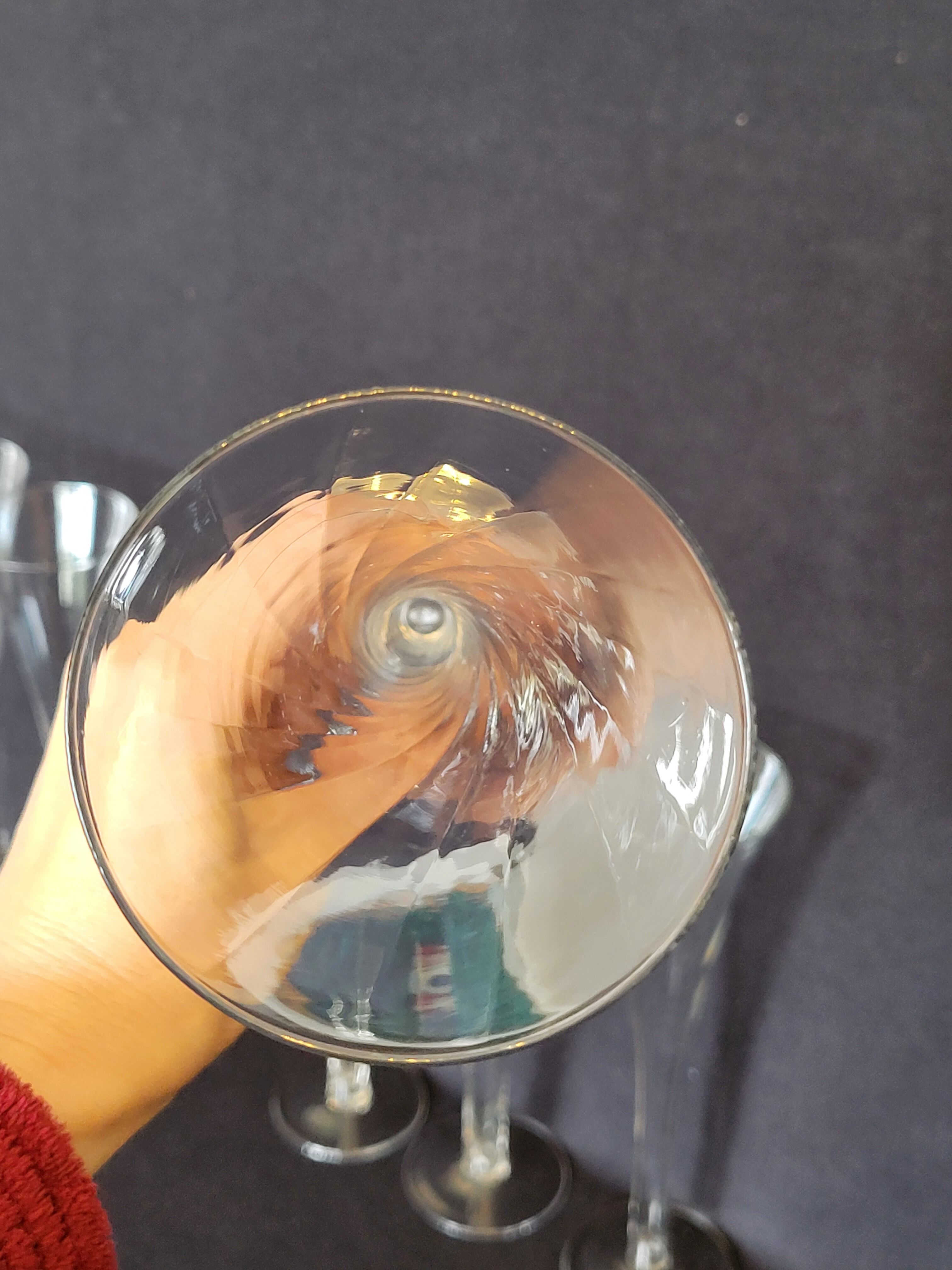 8 old champagne flutes evased blown glass model impossible