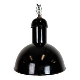 Black Enamel Industrial Pendant Lamp from AEG, 1930s
