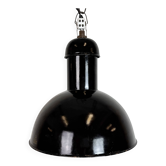 Black Enamel Industrial Pendant Lamp from AEG, 1930s