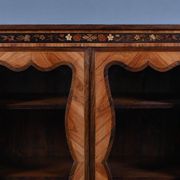 Showcase in precious wood marquetry, Louis XV Transition style.