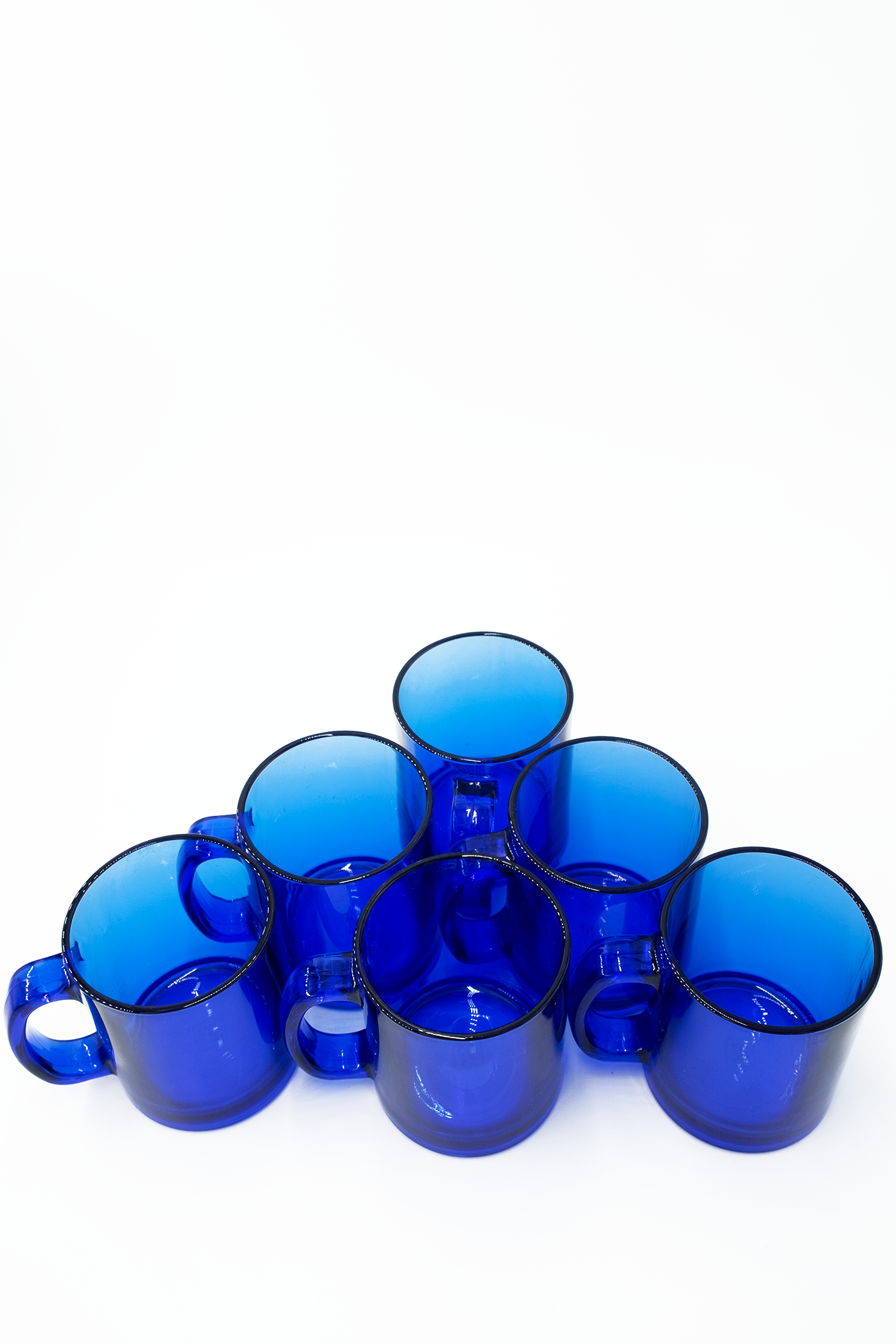 Set of 6 vintage cobalt blue glass coffee cups/mugs