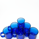 Set of 6 vintage cobalt blue glass coffee cups/mugs