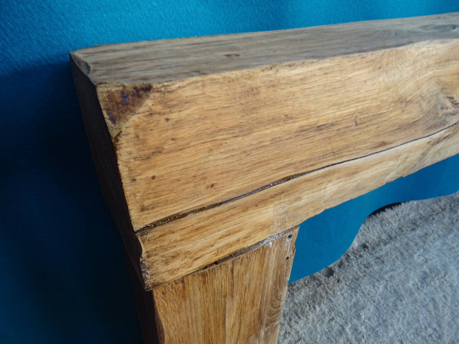 Brutalist console solid oak