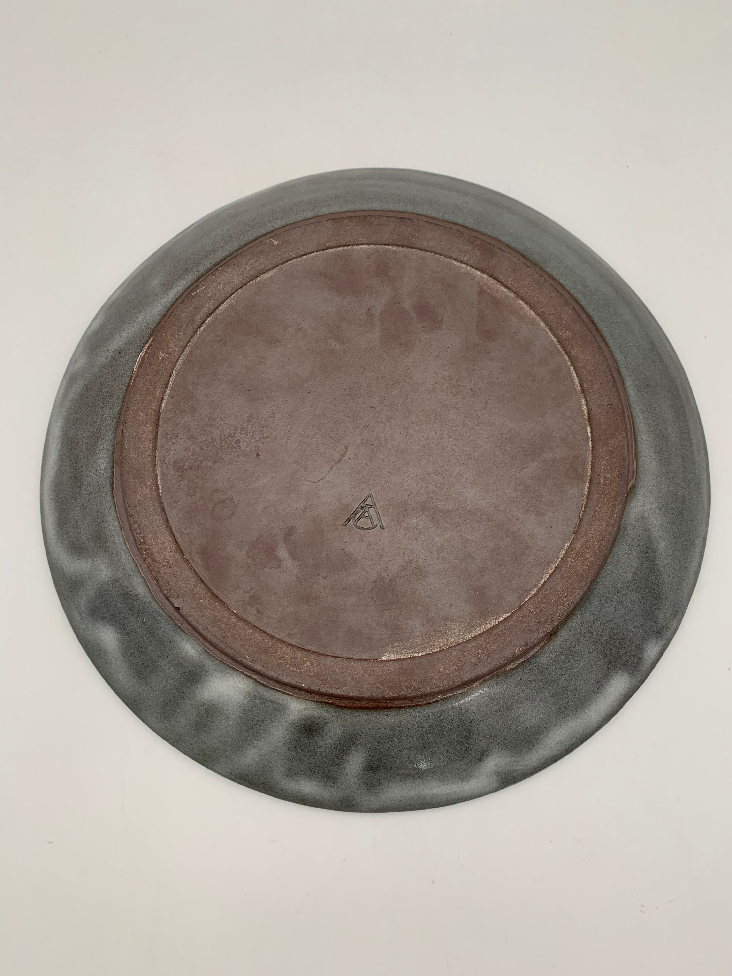 Large vintage round dish Thierry ROBERT, Grès du Loir - 1970s