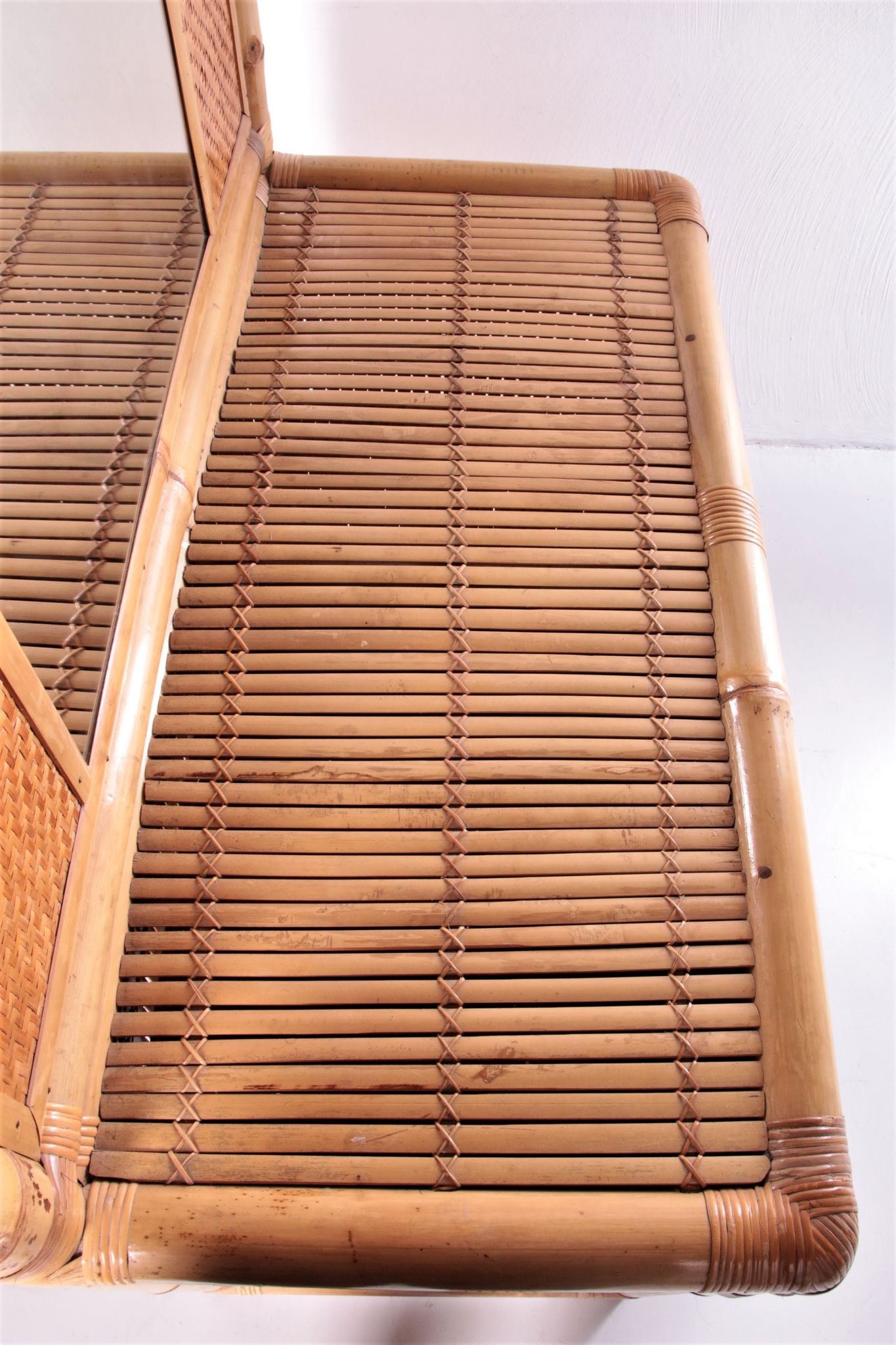 Vintage faux bamboo dressing table 'natural beauty' 1980s France