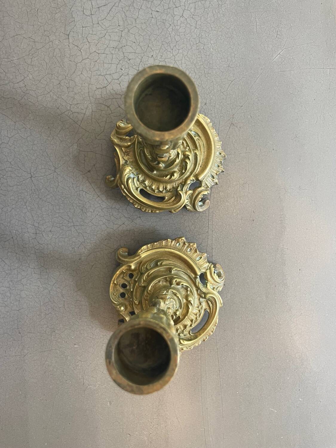 Pair of Louis XV style gilt bronze candlesticks