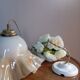 Opaline pendant light with vanilla caramel ruffles, 1950/60