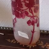 Magnificent pair of glass paste vases signed LEGRAS ruby model