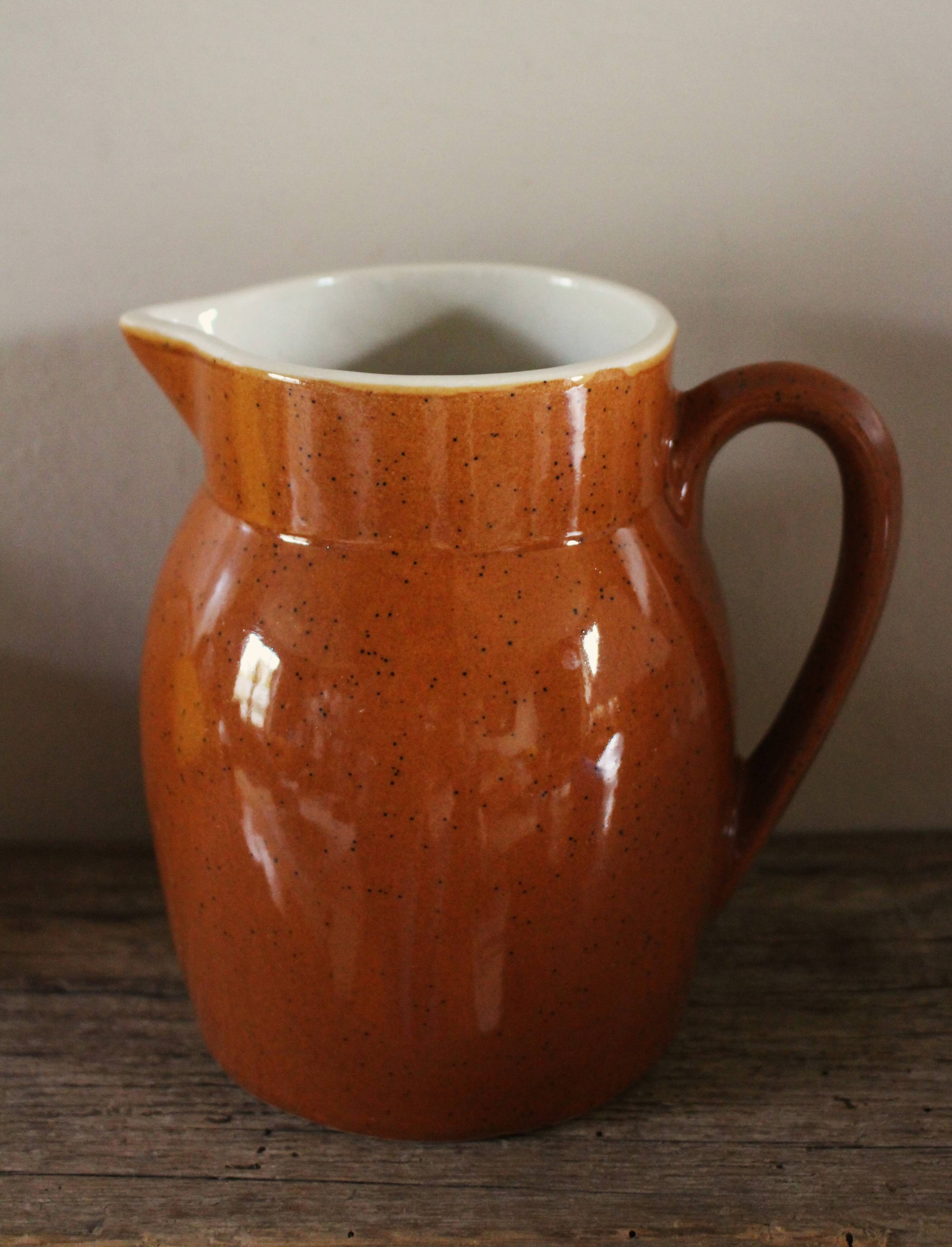 Speckled stoneware carafe/pitcher, Digoin