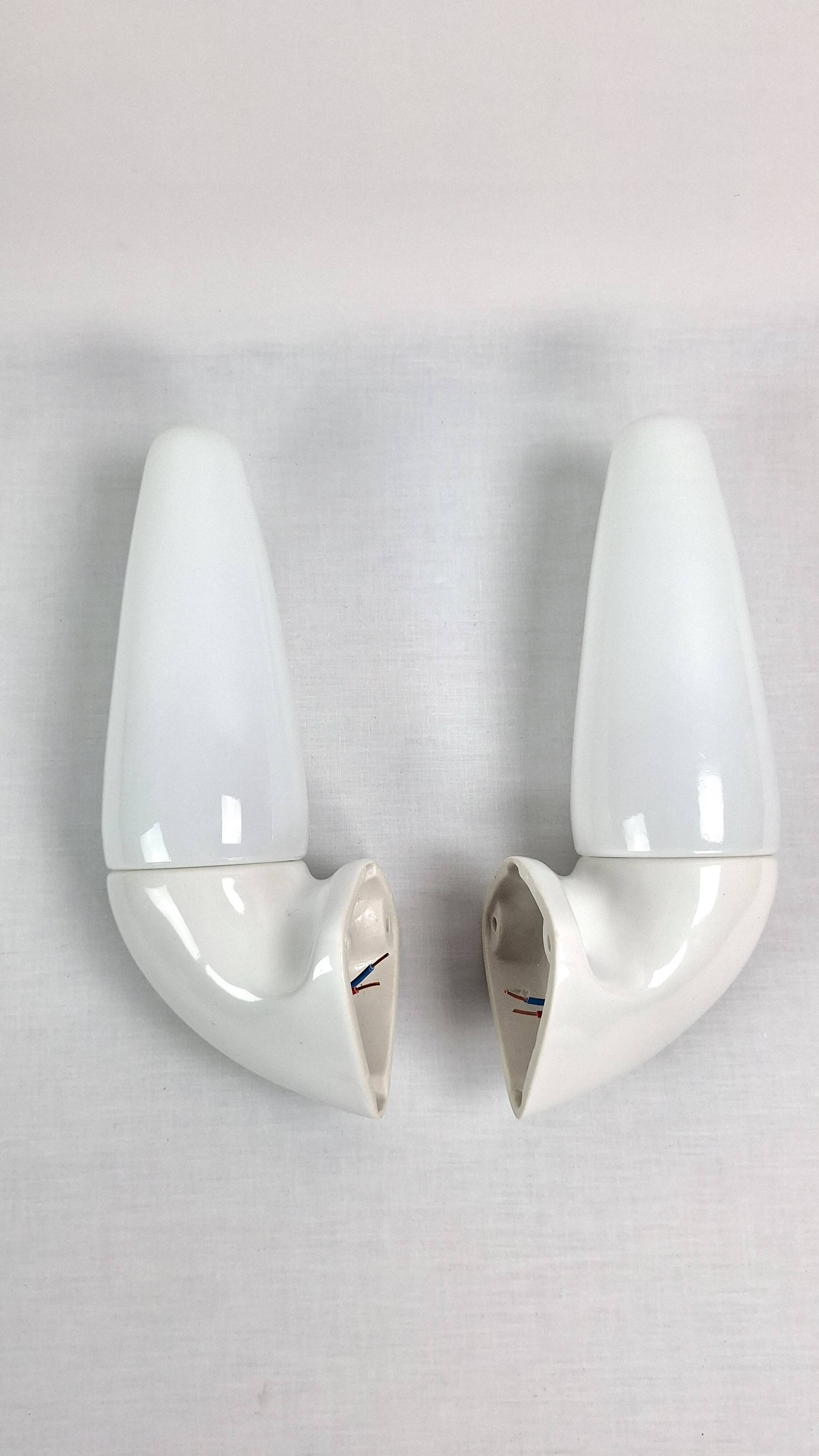 Pair of Art Deco ceramic wall lights by S.Bernadotte