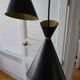 Vintage large chandelier with 3 tulips in black and gold Diabolo.