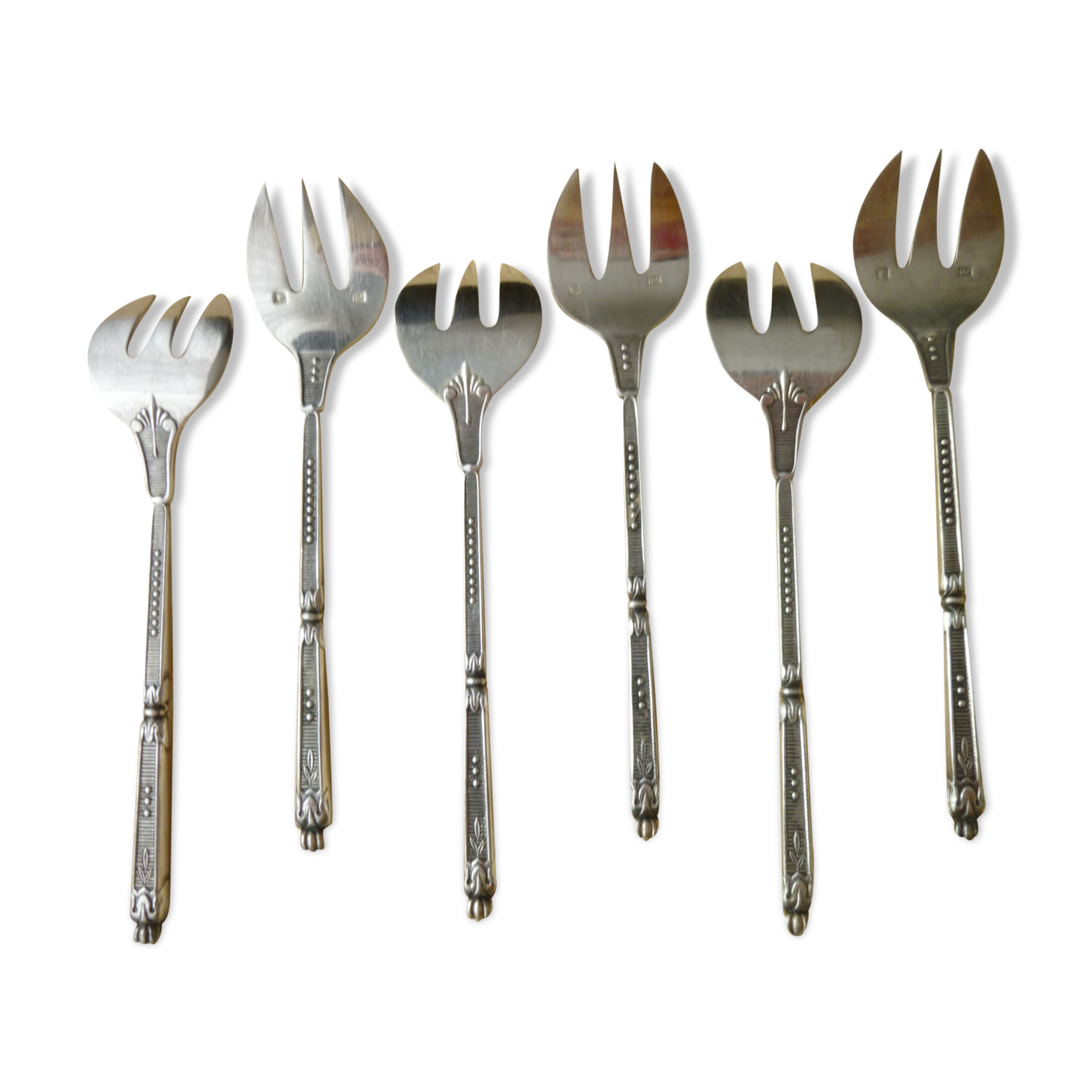 Set of 6 silver metal forks St Médard