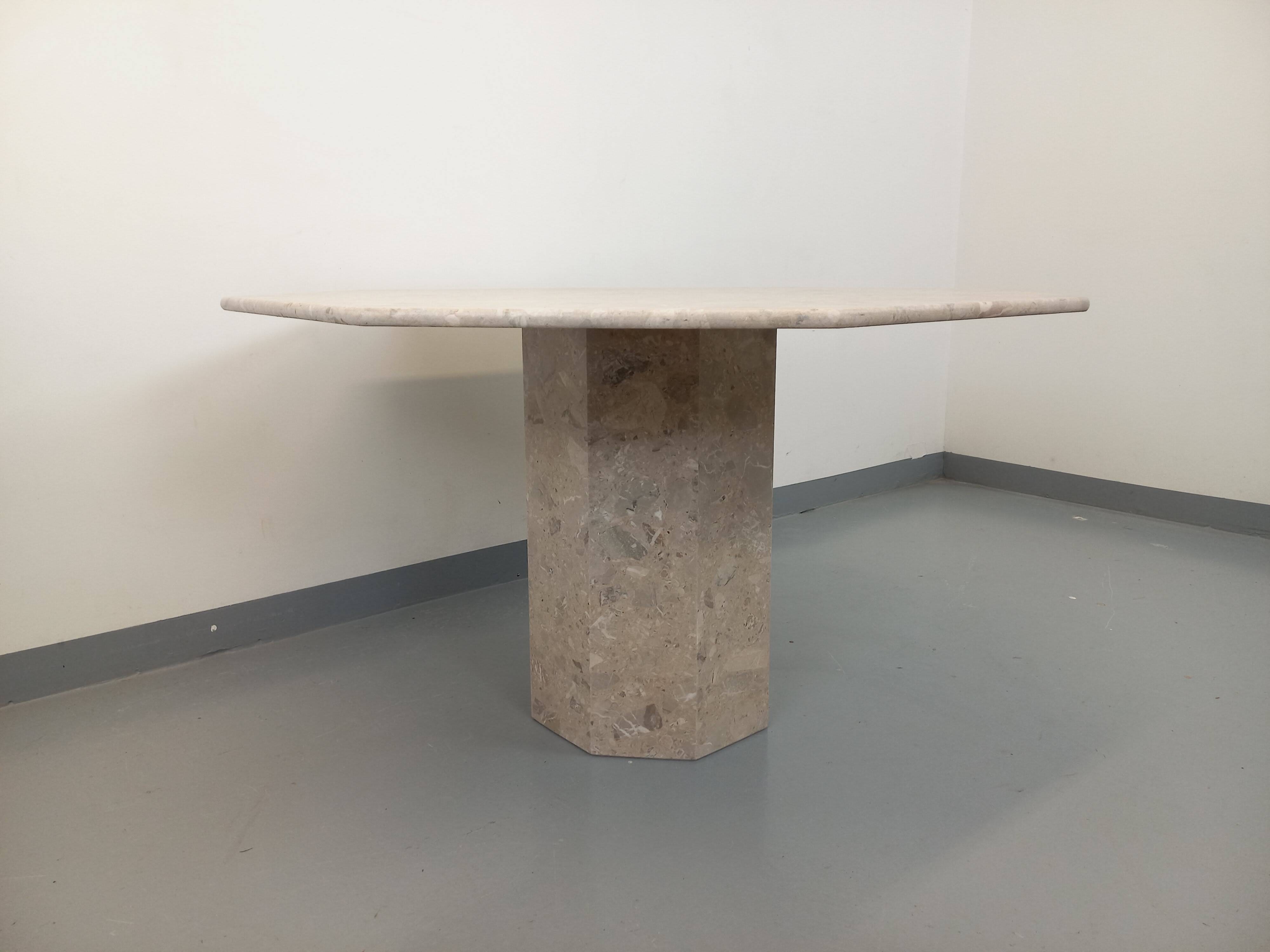 Vintage 70s 80s Octagonal Marble Dining Table