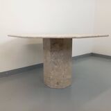 Vintage 70s 80s Octagonal Marble Dining Table