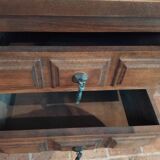 Antique wooden side table with 2 vintage drawers