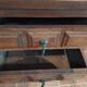 Antique wooden side table with 2 vintage drawers